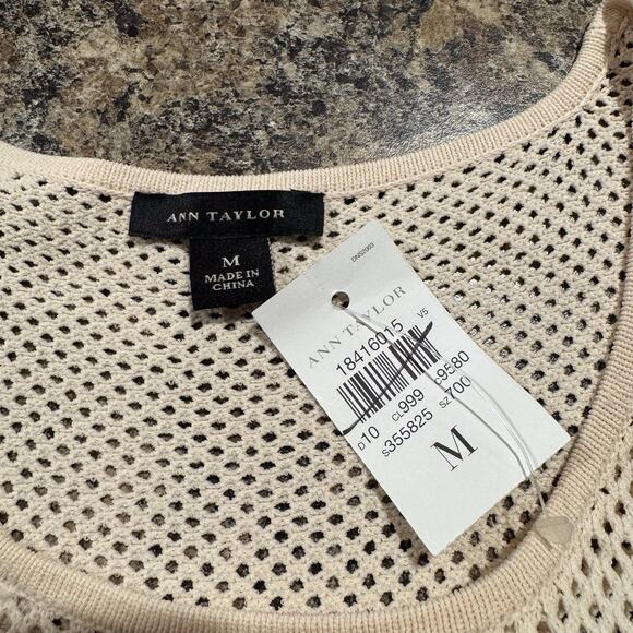 NWT Ann Taylor Dress Minimalist Coastal Grandma Cottage Soft Girl Cream Medium - Picture 2 of 7